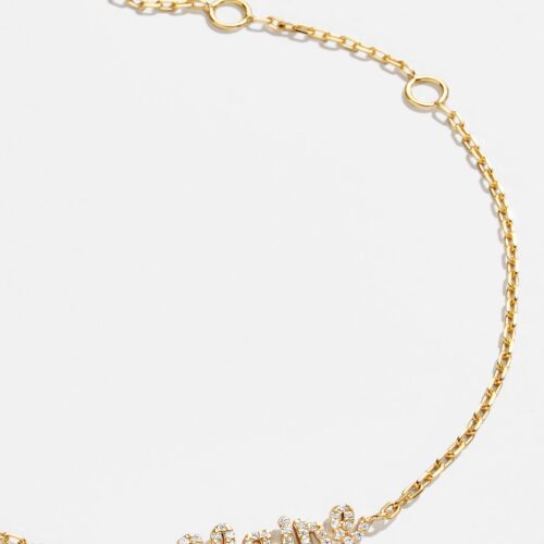18K Gold Pavé Custom Nameplate Bracelet - 18K Gold Plated Sterling Silver. Pavé Cubic Zirconia Stones